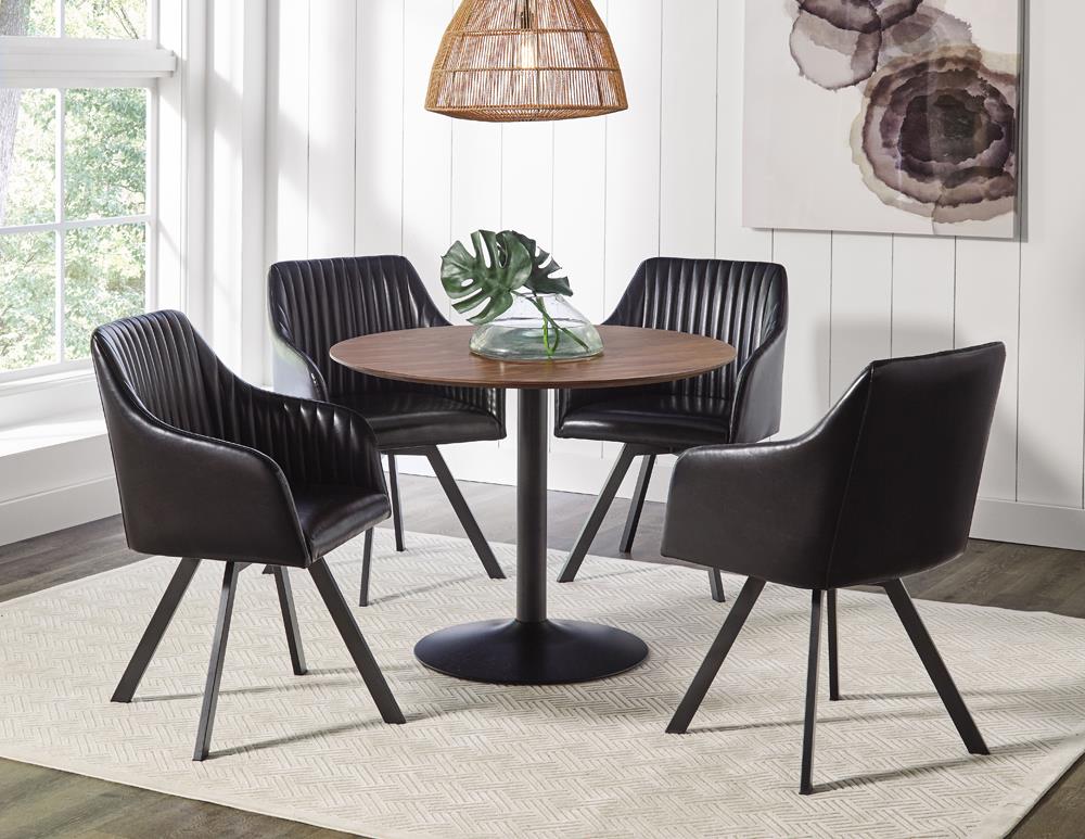 Clora Round Dining Table Walnut and Black - What A Room
