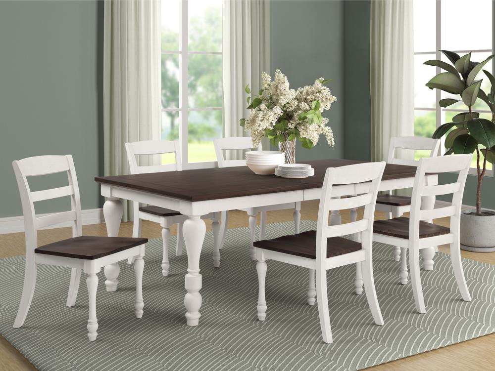 Madelyn 5-piece Rectangle Dining Set Dark Cocoa and Coastal White - What A Room