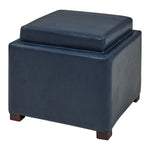 Cameron Square Bonded Leather Ottoman w/ tray - What A Room