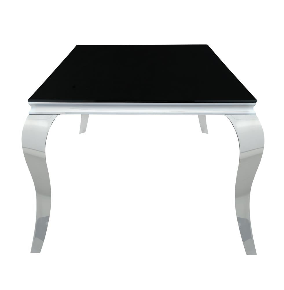 Carone Rectangular Glass Top Dining Table Black and Chrome - What A Room
