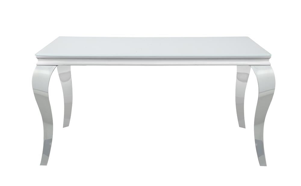 Carone Glass Top Dining Table White and Chrome - What A Room