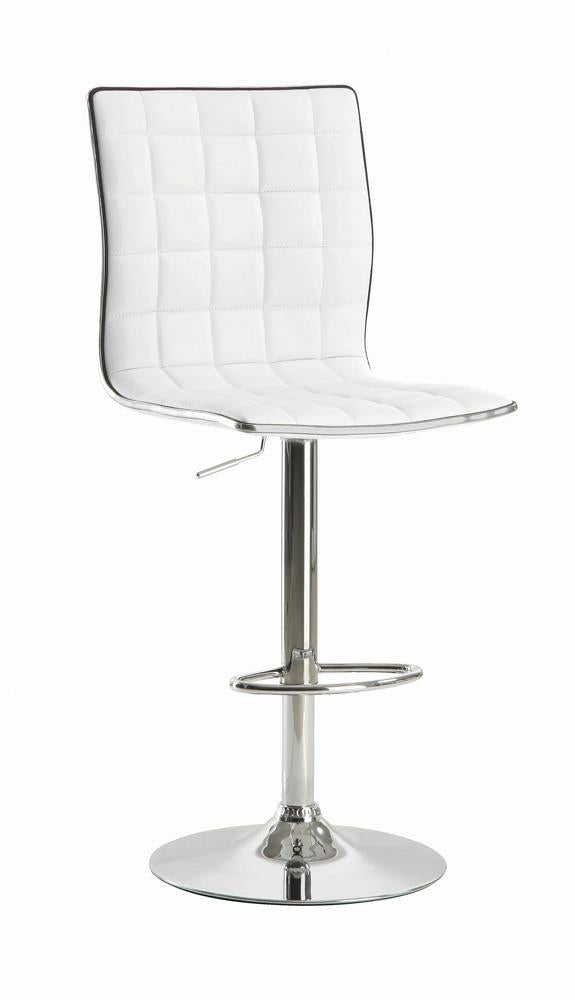 Upholstered Adjustable Bar Stools White and Chrome (Set of 2) - What A Room