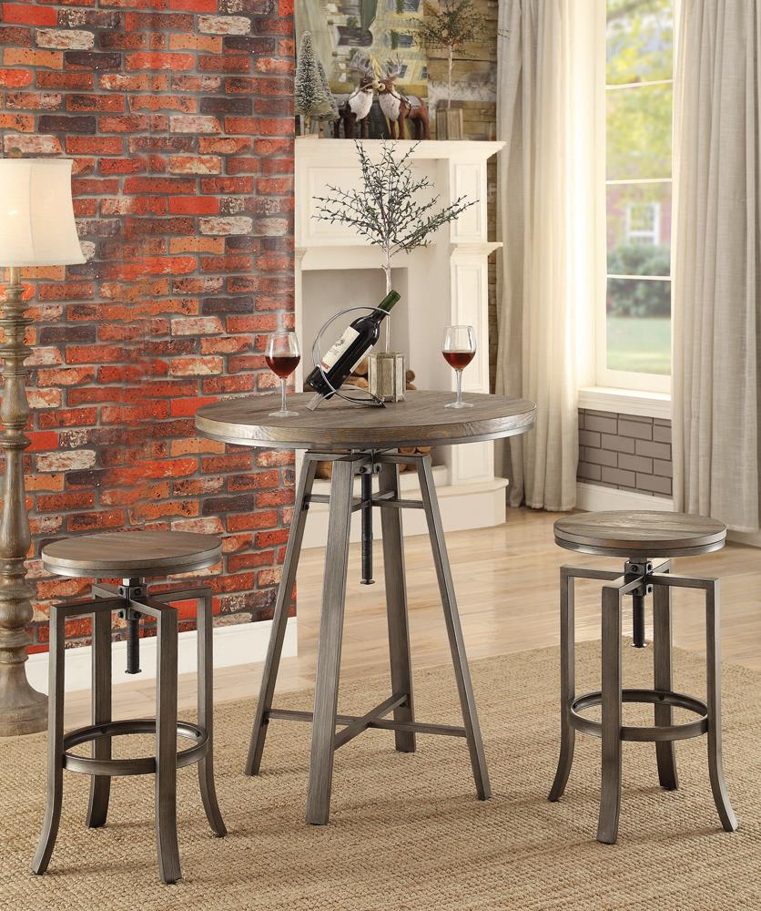 Adjustable Height Swivel Bar Stools Brushed Nutmeg and Slate Grey (Set of 2) - What A Room