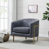 Harrod PU Accent Arm Chair Gold Legs - What A Room