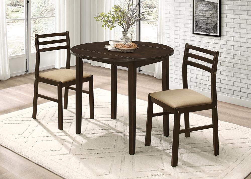 3-piece Dining Set with Drop Leaf Cappuccino and Tan - What A Room