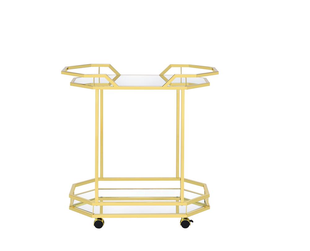 2-tier Mirrored Serving Cart Brass - What A Room