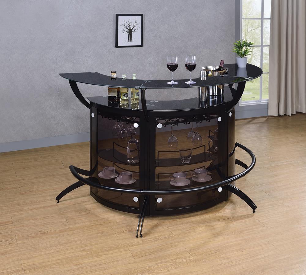 3-Bottle Wine Rack Bar Unit Smoked and Black - What A Room