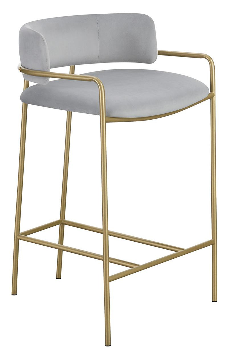 Upholstered Low Back Stool Grey and Gold - What A Room