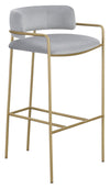 Upholstered Low Back Stool Grey and Gold - What A Room