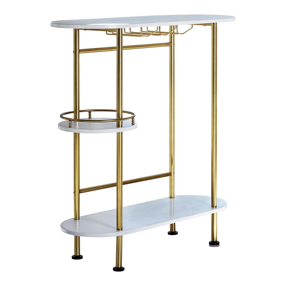 3-tier Bar Unit Matte Brass and White Oak - What A Room