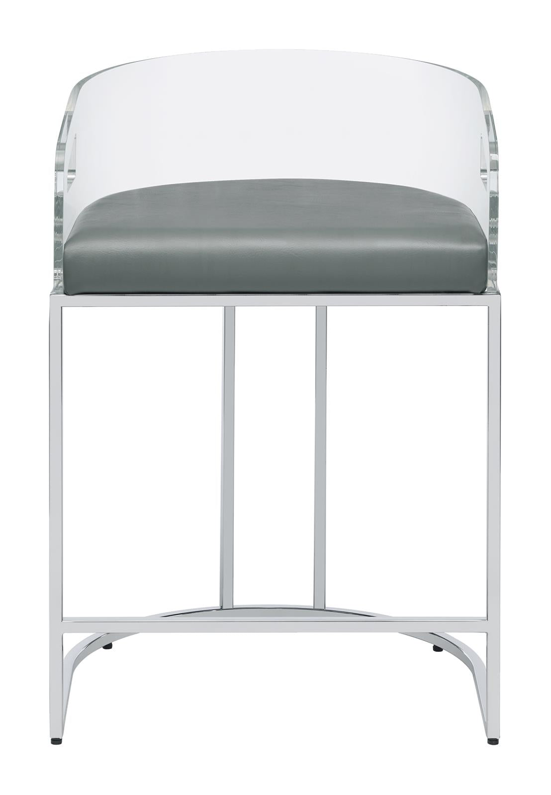 Acrylic Back Counter Height Stools Grey and Chrome (Set of 2) - What A Room