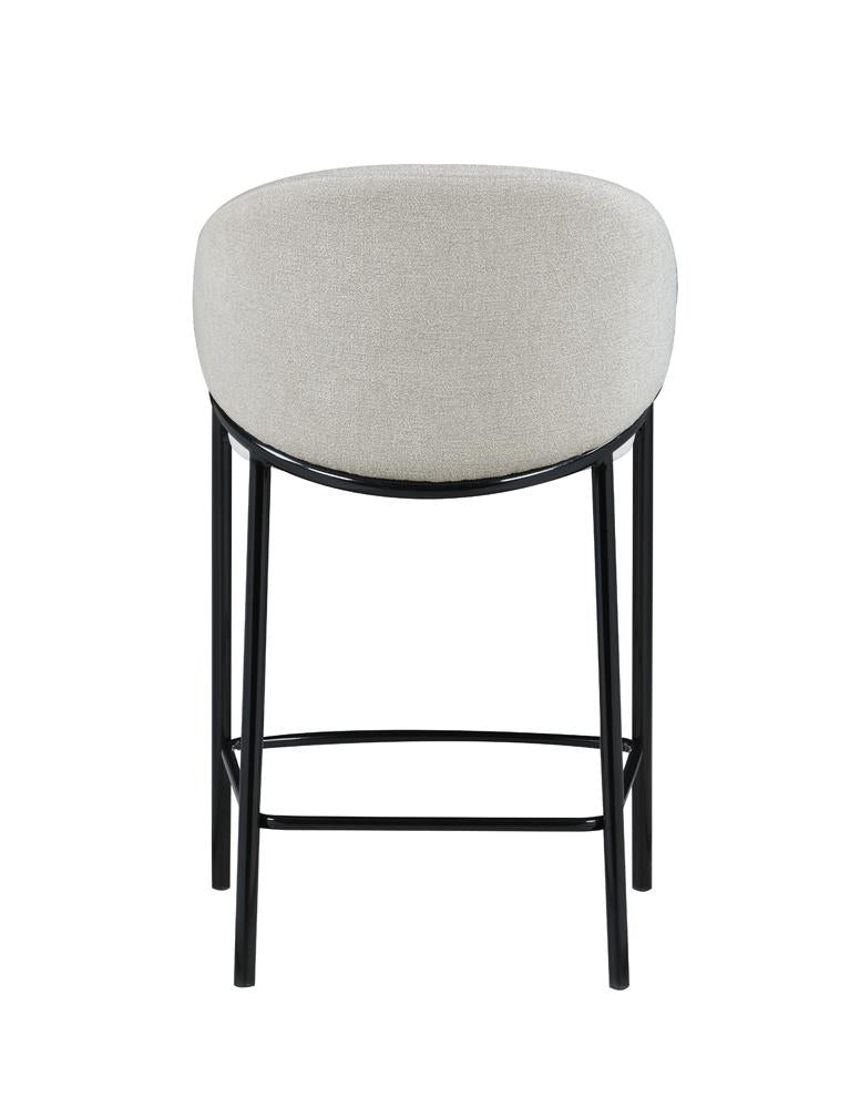 Sloped Arm Counter Height Stools Beige and Glossy Black (Set of 2) - What A Room