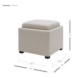 Cameron Square Fabric Storage Ottoman w/ tray - What A Room