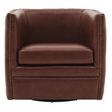 Leslie Top Grain Leather Swivel Tufted Accent Arm Chair - What A Room