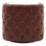 Leslie Top Grain Leather Swivel Tufted Accent Arm Chair - What A Room