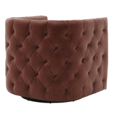 Leslie Top Grain Leather Swivel Tufted Accent Arm Chair - What A Room