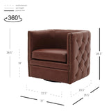 Leslie Top Grain Leather Swivel Tufted Accent Arm Chair - What A Room