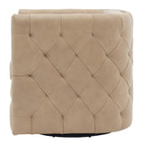 Leslie Top Grain Leather Swivel Tufted Accent Arm Chair - What A Room
