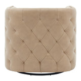 Leslie Top Grain Leather Swivel Tufted Accent Arm Chair - What A Room
