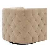 Leslie Top Grain Leather Swivel Tufted Accent Arm Chair - What A Room