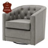 Walsh Top Grain Leather Swivel Accent Arm Chair - What A Room