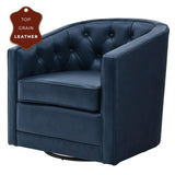 Walsh Top Grain Leather Swivel Accent Arm Chair - What A Room