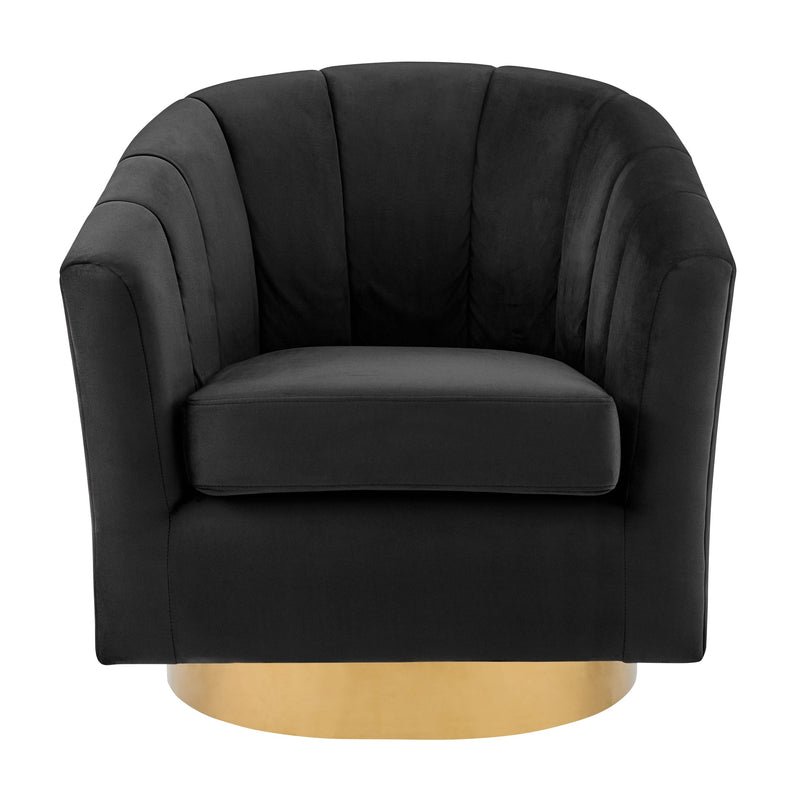 Natasha Velvet Fabric w/ Gold Metal Swivel Accent Arm Chair - What A Room