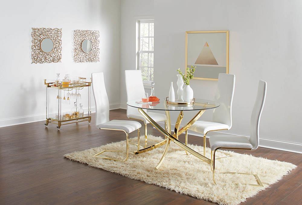 Chanel Side Chairs White and Rustic Brass (Set of 4) - What A Room