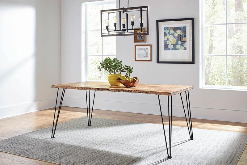 Sherman Rectangular Dining Table Natural Acacia and Matte Black - What A Room