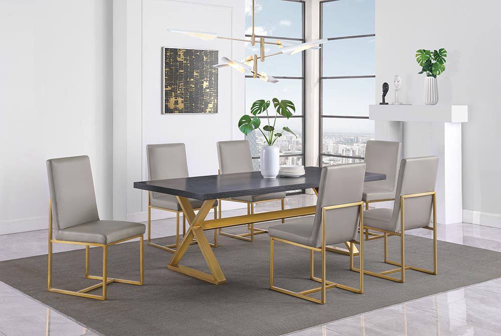 Conway 5-piece Rectangular Dining Set Dark Walnut and Aged Gold - What A Room