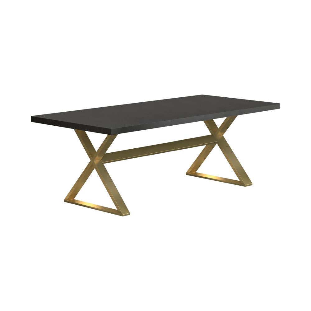 Conway X-Trestle Base Dining Table Dark Walnut and Aged Gold - What A Room
