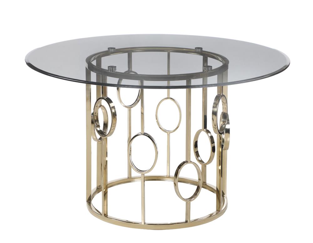 Lindsey Round Glass Top Dining Table Sunny Gold - What A Room