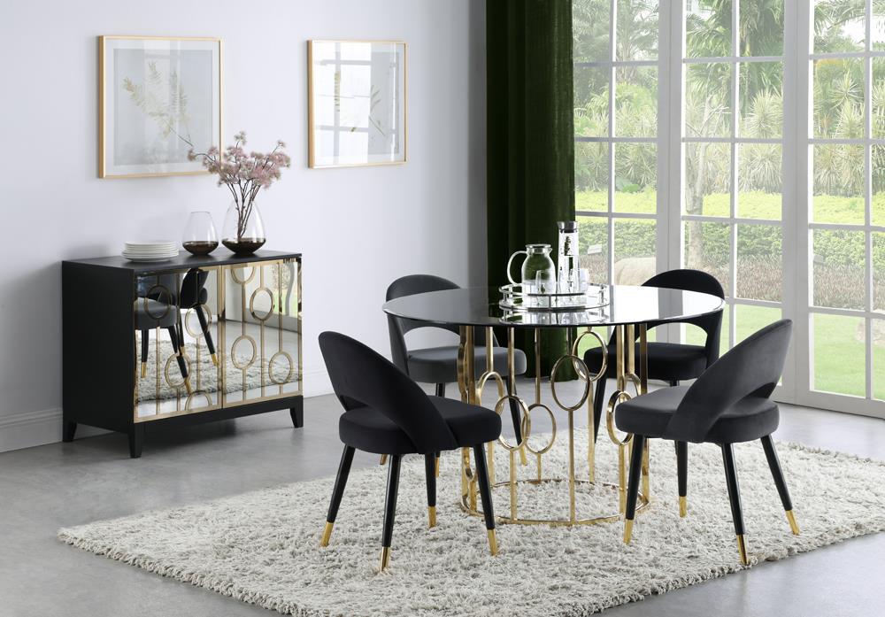 Lindsey Round Glass Top Dining Table Sunny Gold - What A Room