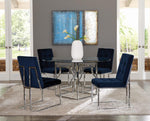 Upholstered Dining Chairs Ink Blue and Chrome (Set of 2) - What A Room