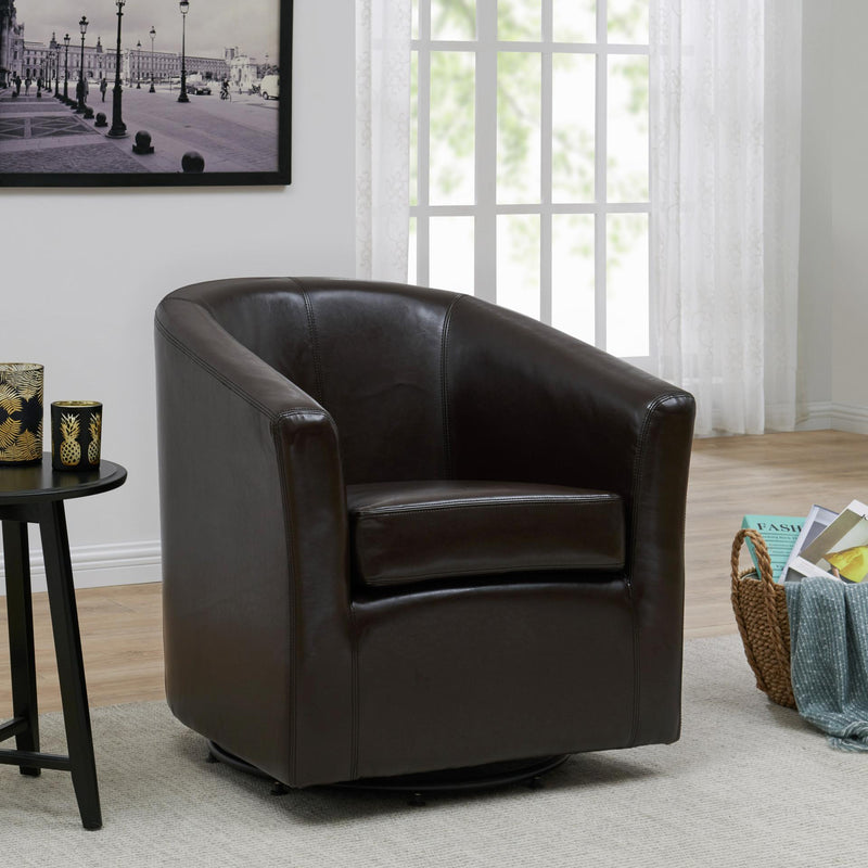 Hayden SWIVEL Bonded Leather Accent Arm Chair - What A Room