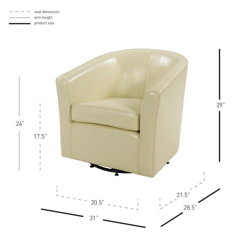 Hayden SWIVEL Bonded Leather Accent Arm Chair - What A Room