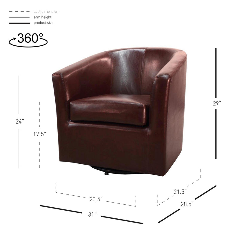 Hayden SWIVEL Bonded Leather Accent Arm Chair - What A Room