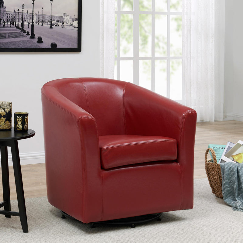 Hayden SWIVEL Bonded Leather Accent Arm Chair - What A Room