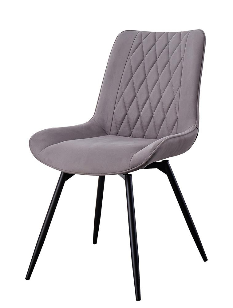 Upholstered Tufted Swivel Dining Chairs Grey and Gunmetal (Set of 2) - What A Room