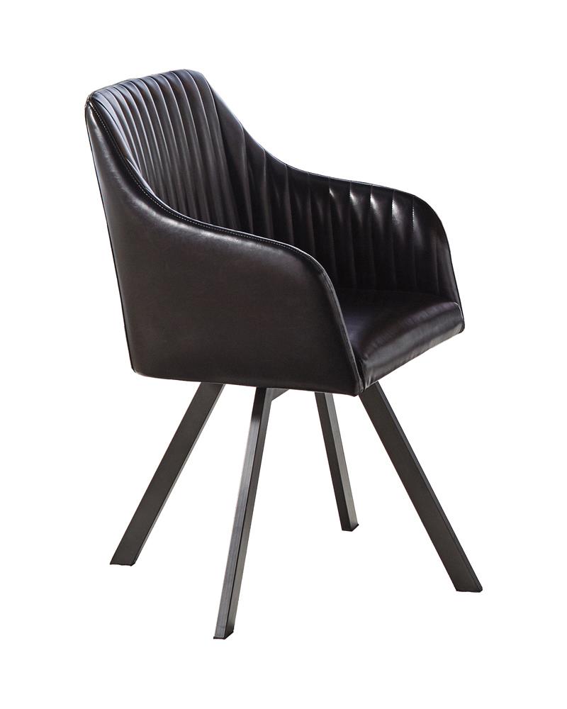 Tufted Sloped Arm Swivel Dining Chair Black and Gunmetal - What A Room