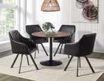 Tufted Sloped Arm Swivel Dining Chair Black and Gunmetal - What A Room