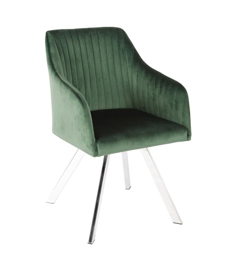 Veena Channeled Back Swivel Dining Chair Green - What A Room