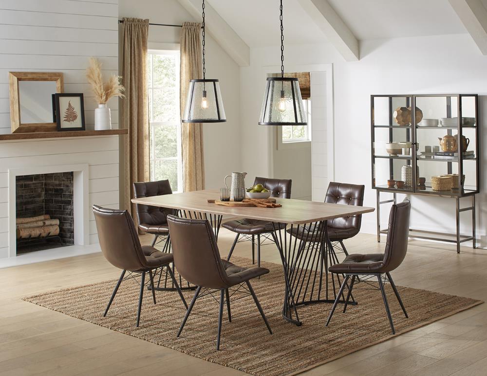 Altus Swirl Base Dining Table Natural Oak and Gunmetal - What A Room