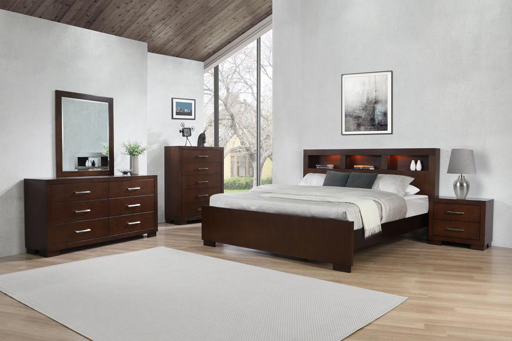 Jessica Bedroom Set with Bookcase Headboard Cappuccino - What A Room