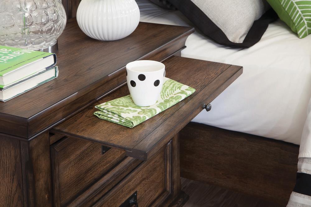 2-drawer Nightstand with Pull Out Tray Burnished Oak - What A Room