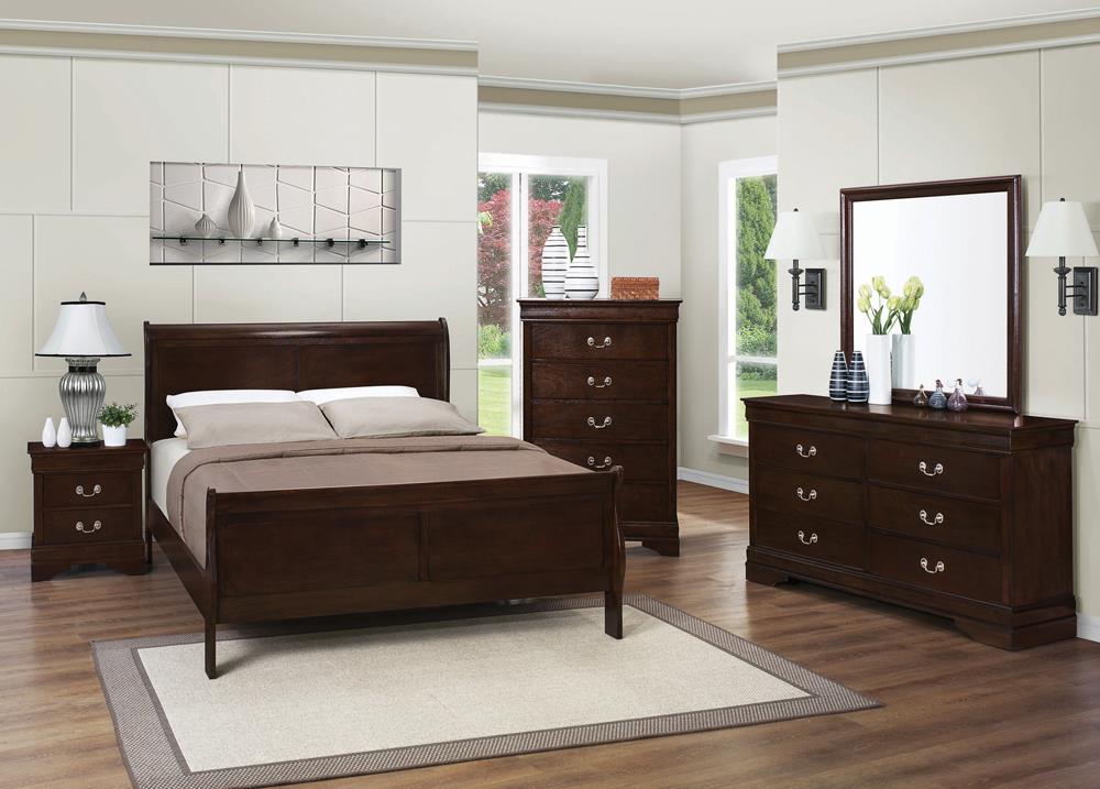 Louis Philippe Panel Sleigh Bed Cappuccino - What A Room
