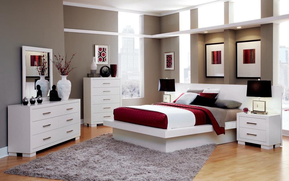 Jessica Platform Bed with Rail Seating White - What A Room