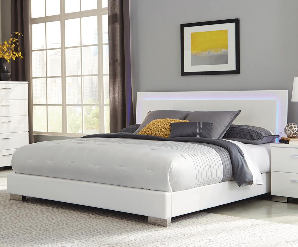 Felicity Panel Bed with LED Lighting Glossy White - What A Room