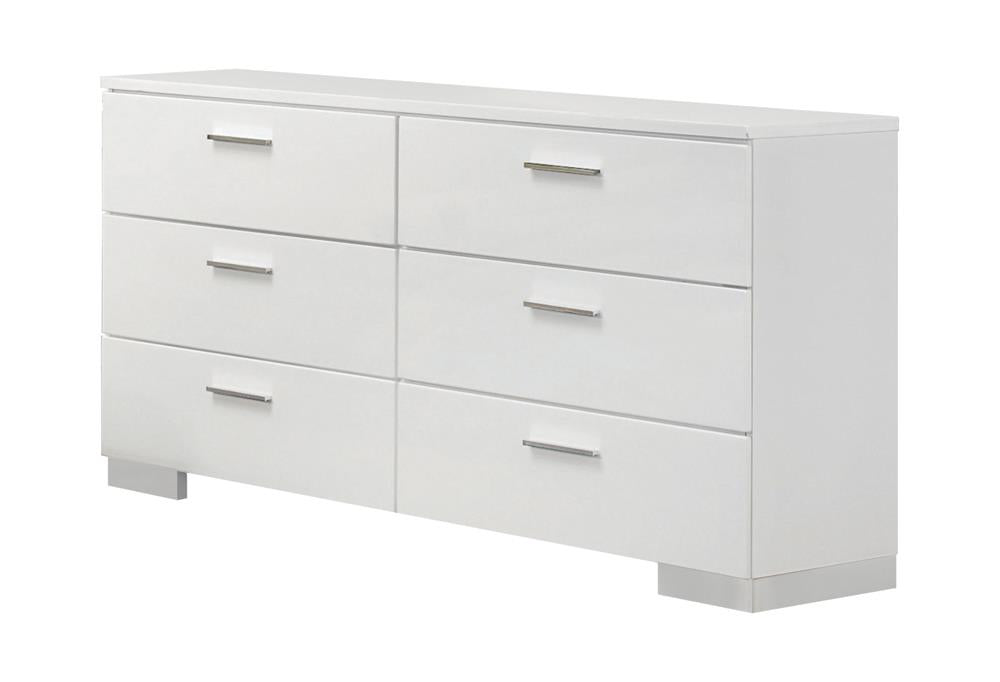 Felicity 6-drawer Dresser Glossy White - What A Room