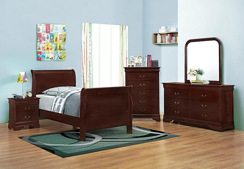 Santee Louis Philippe Sleigh Panel Bed Red Brown - What A Room